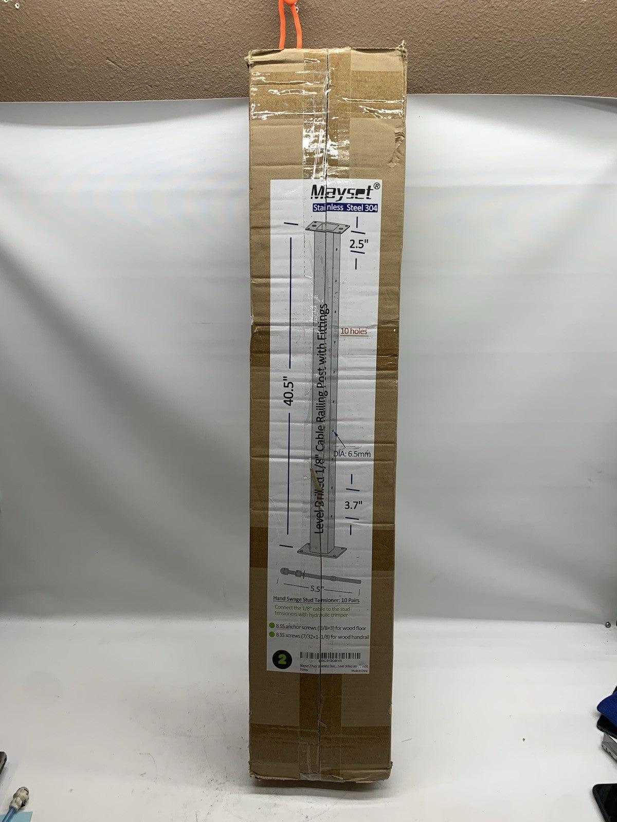 Mayset 42” Stainless Steel Cable Railing Intermediate 40.5' Posts 2 Pack