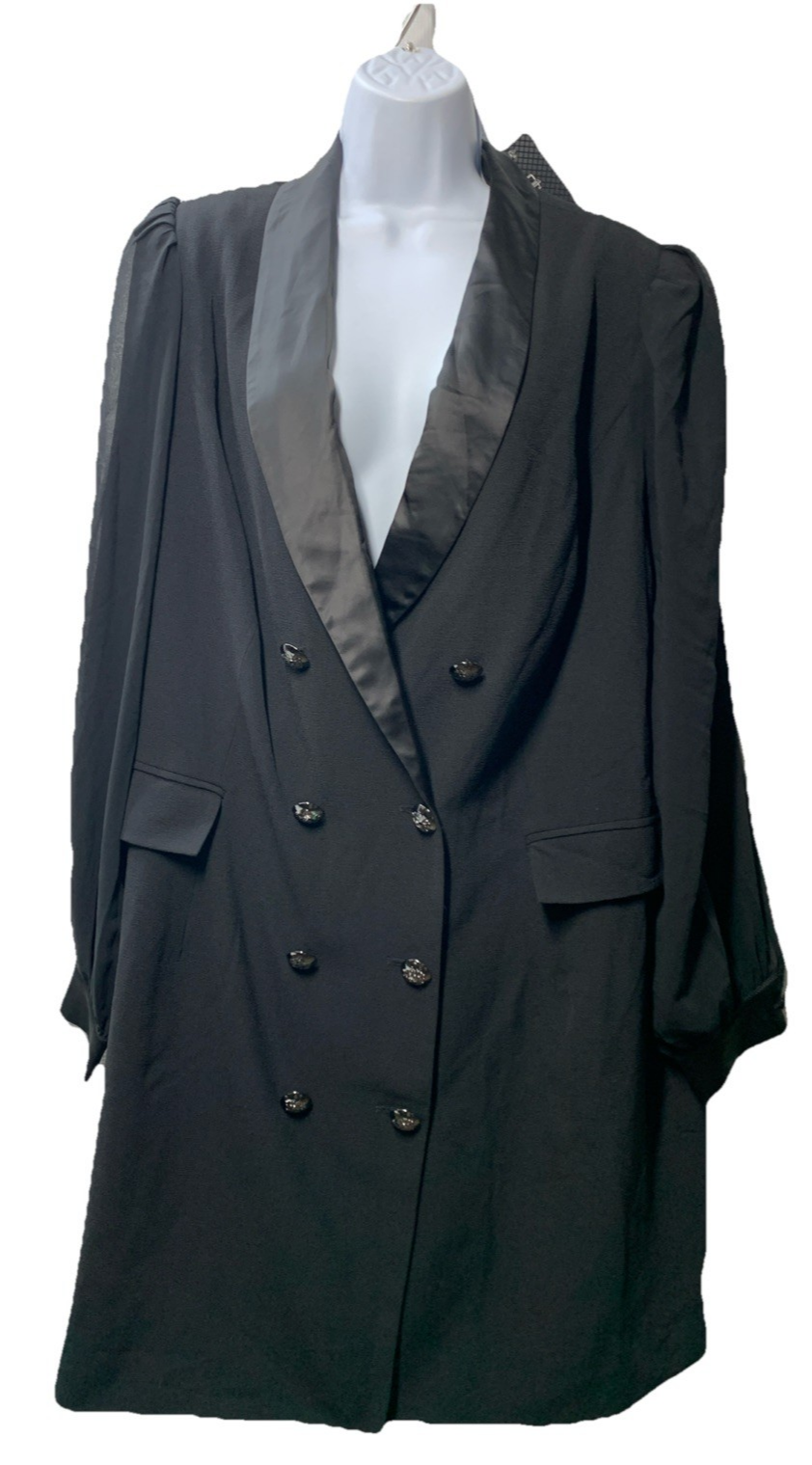 City Chic Tuxedo Dress Black Blazer Dress Double Breasted Lapel - Size Large