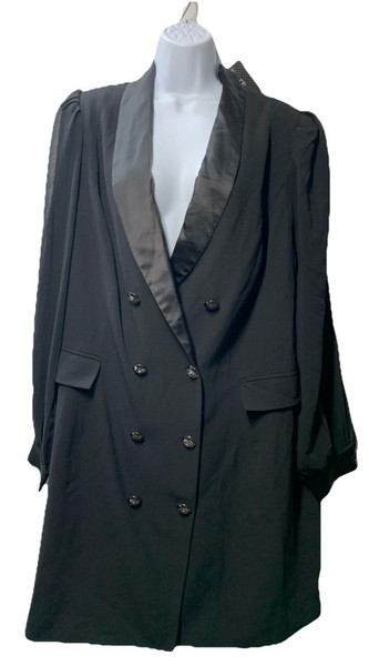 City Chic Tuxedo Dress Black Blazer Dress Double Breasted Lapel - Size Large