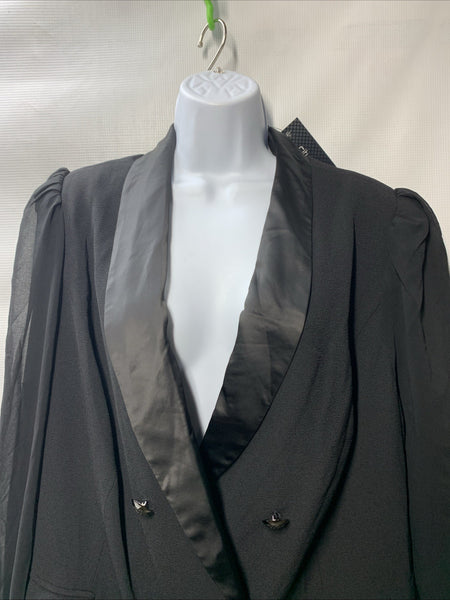 City Chic Tuxedo Dress Black Blazer Dress Double Breasted Lapel - Size Large