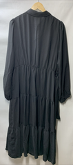 Jasambac Womens Casual 3/4 Sleeve Shirt Dress Button-Up V Neck Size 2XL, Black