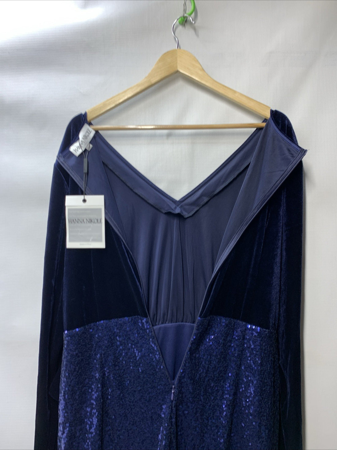 Hanna Nikole Women's Plus Size Velvet Side Slit Sequin Dress V Neck - Size 18W