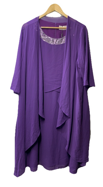 Hanna Nikole Women's Plus Size Guest Dress with Jacket 2 Piece Size 20W Purple