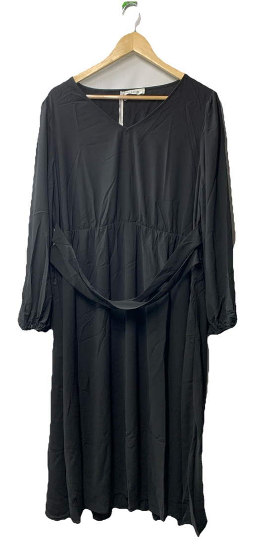 GRACE KARIN Women's Chiffon Dresses V Neck Long Sleeve Smocked Size 2XL Black