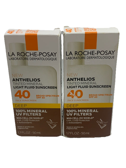 La Roche-Posay Anthelios Tinted Mineral Light Fluid Sunscreen 1.7floz - 2 Pack