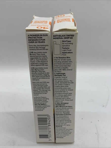 La Roche-Posay Anthelios Tinted Mineral Light Fluid Sunscreen 1.7floz - 2 Pack