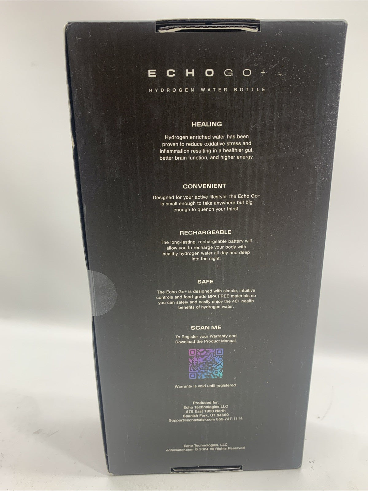 Echo Go+ Hydrogen Water Bottle - Hydrogen Infusion Technology - Rechargeable