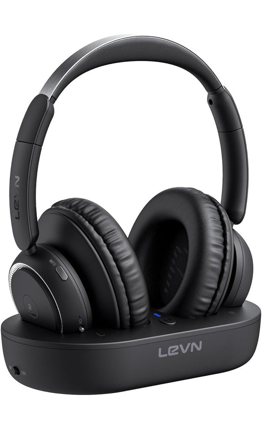 LEVN Bluetooth Wireless TV Headphones Watching Wireless Seniors Black LE-HS018