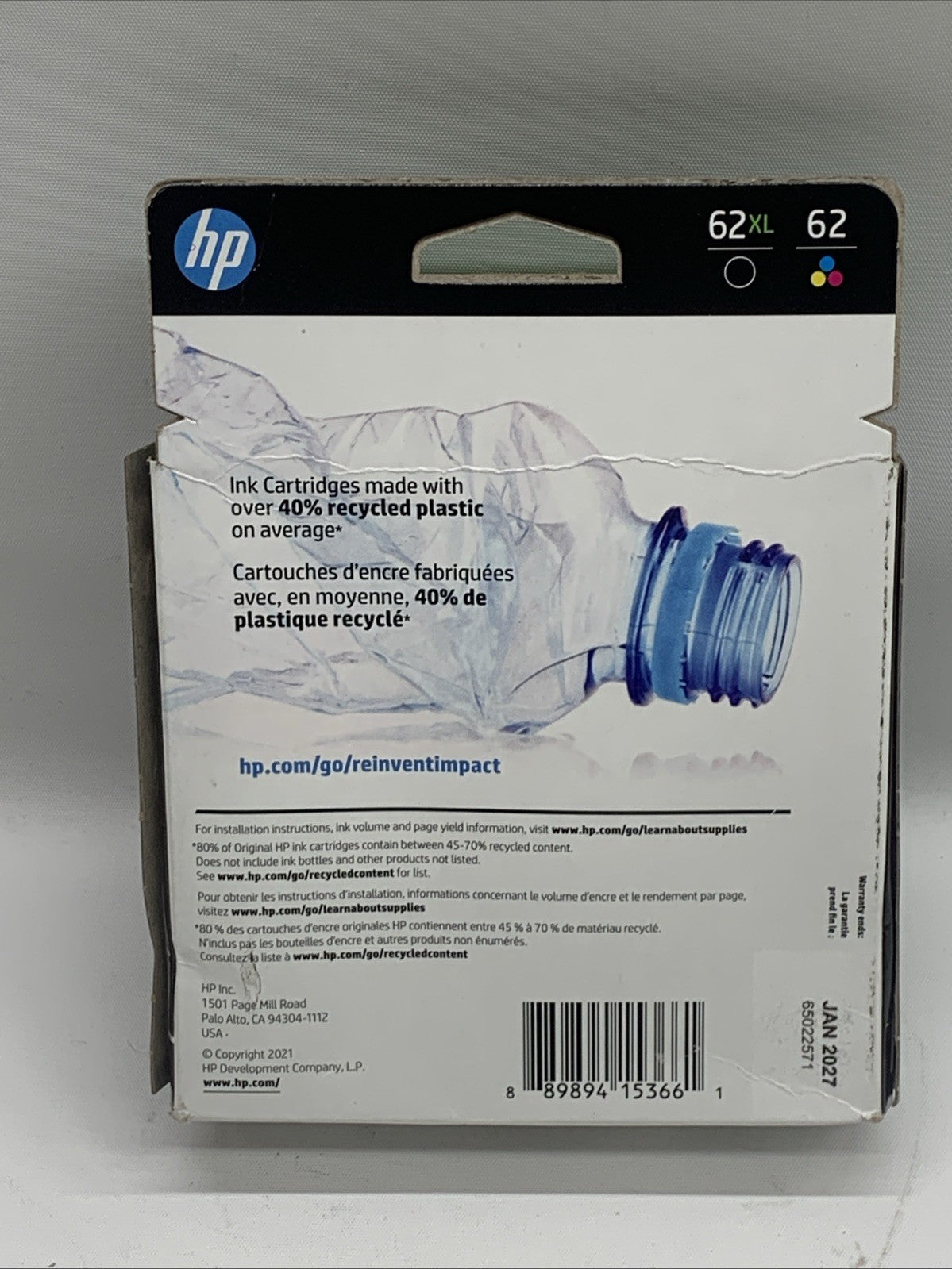 Genuine HP 62 XL Black & 62 Standard Tri-Color Multipack Ink Cartridges 2 PACK