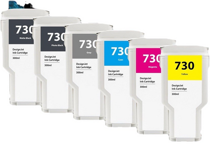 730 Ink Cartridges 300ML 6-Pack P2V68A P2V69A P2V70A P2V71A P2V72A P2V73A 730