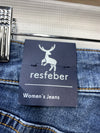 Resfeber Women's Ripped Boyfriend Jeans Stretch Skinny Jean Size 4 Long Pants