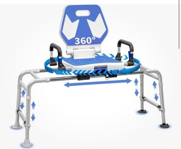 Sliding Shower Chair Swivel Tub Transfer Bench with Backrest and 400lbs Capacity
