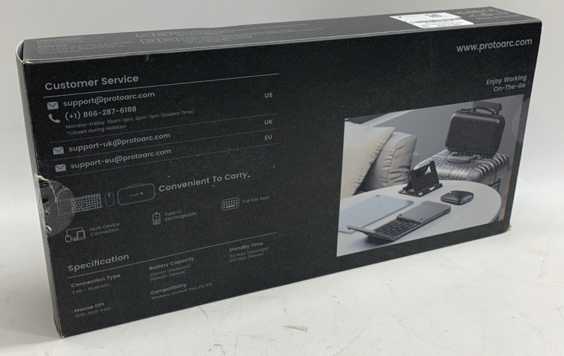 ProtoArc XKM01 Foldable Full-Size Wireless Keyboard and Mouse Combo Portable