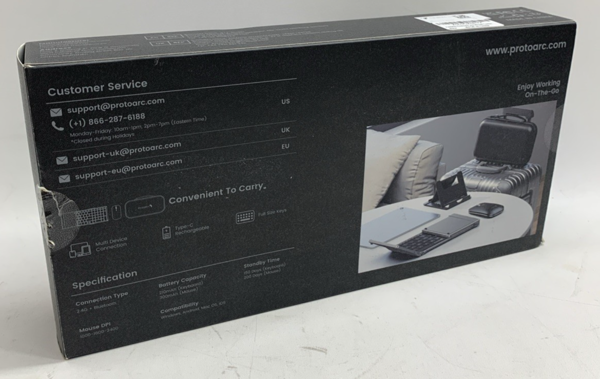 ProtoArc XKM01 Foldable Full-Size Wireless Keyboard and Mouse Combo Portable