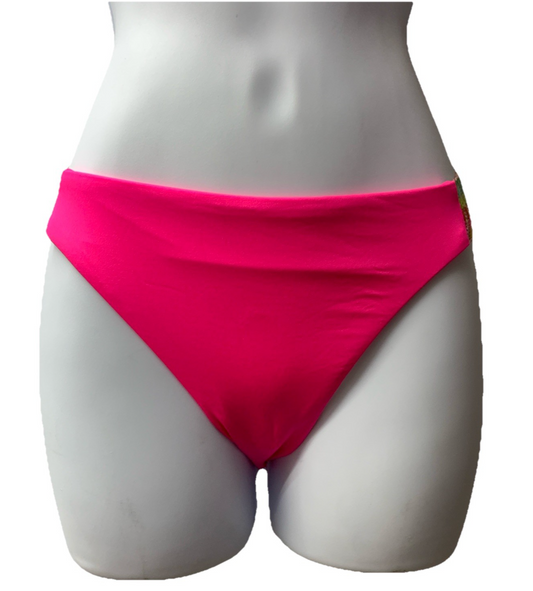 Becca Women's Pink Fiesta Avery Low Rise Bikini Bottom Swimwear Medium Underwear