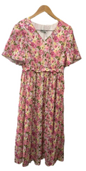 GRACE KARIN Women's Summer Floral Boho Dress Short Sleeve Pink Size S V-Neck