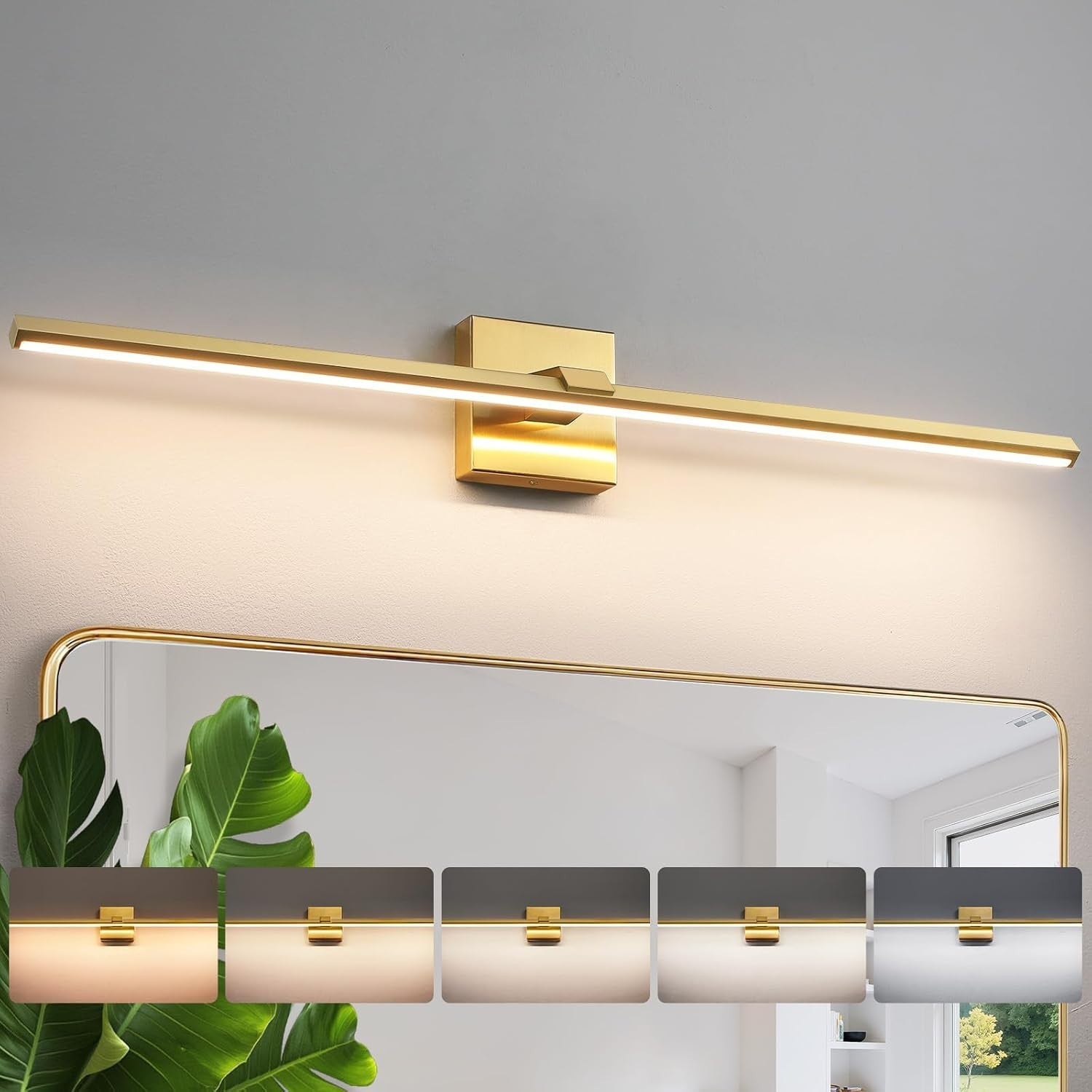 Gold Modern Bathroom Vanity Light 32 Inch 24W Dimmable 5CCT LED Bathroom Lightin