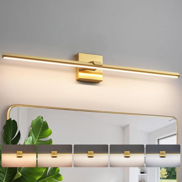 Gold Modern Bathroom Vanity Light 32 Inch 24W Dimmable 5CCT LED Bathroom Lightin
