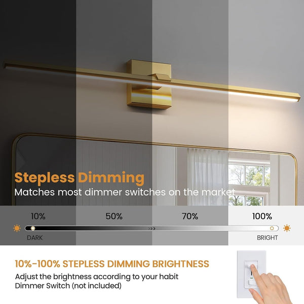 Gold Modern Bathroom Vanity Light 32 Inch 24W Dimmable 5CCT LED Bathroom Lightin