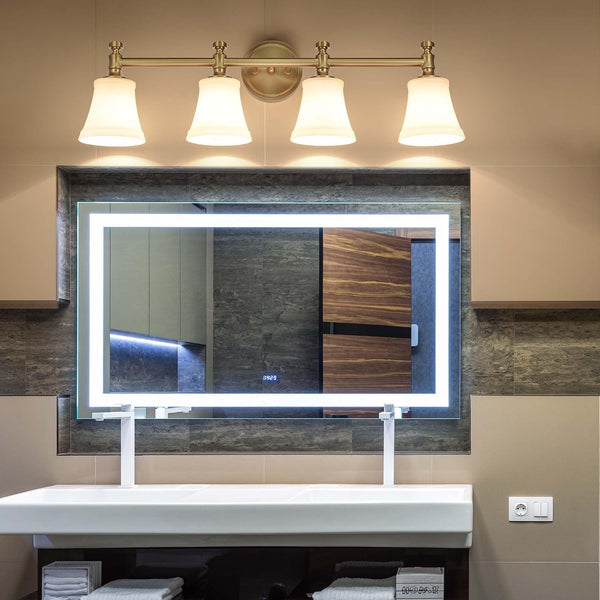 Bathroom Vanity Light Fixtures Traditional Aged Brass 4 Lights Wall Sconce Light