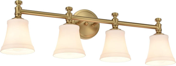 Bathroom Vanity Light Fixtures Traditional Aged Brass 4 Lights Wall Sconce Light