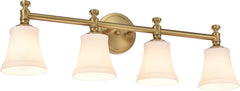 Bathroom Vanity Light Fixtures Traditional Aged Brass 4 Lights Wall Sconce Light