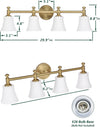 Bathroom Vanity Light Fixtures Traditional Aged Brass 4 Lights Wall Sconce Light