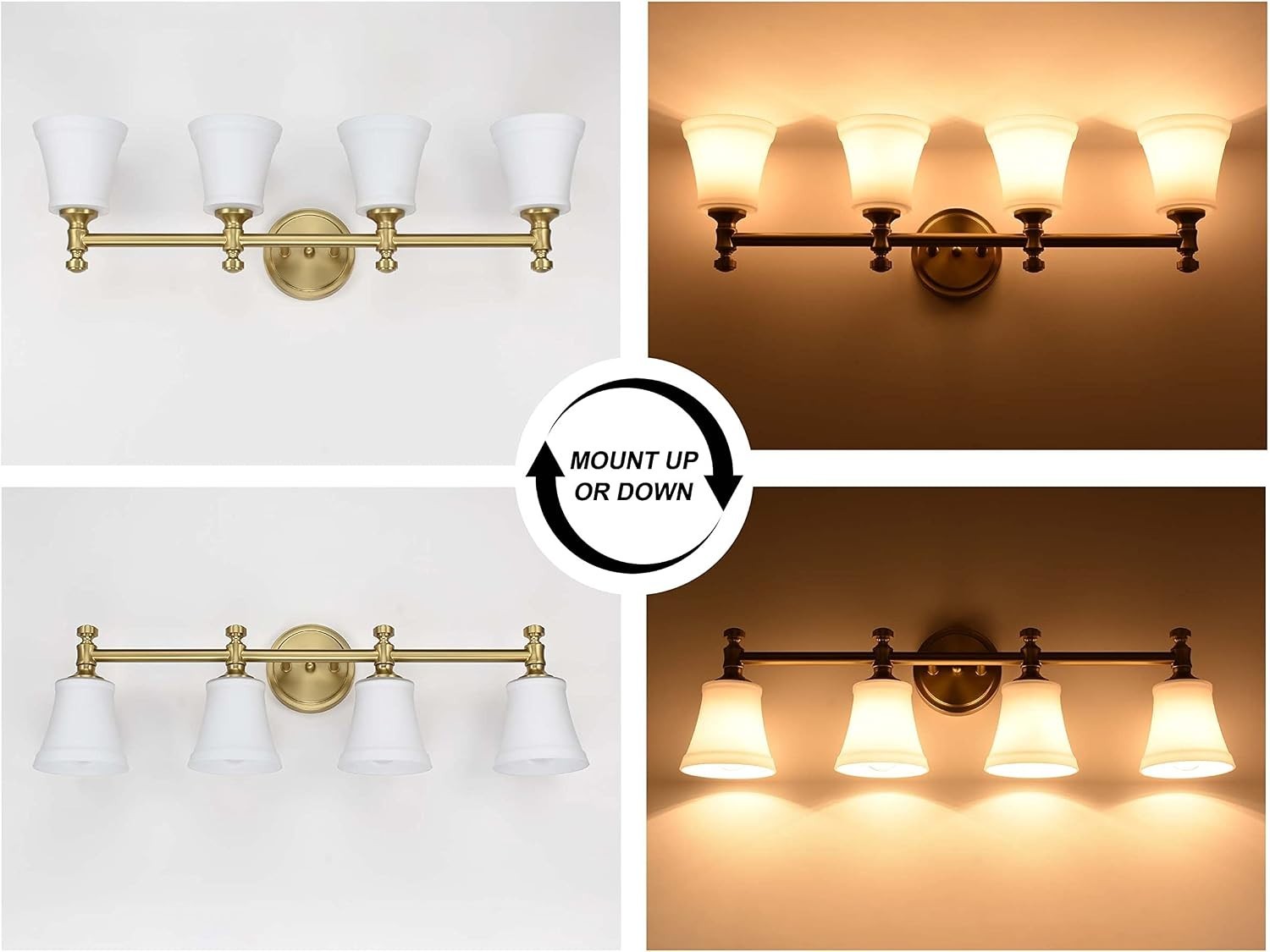 Bathroom Vanity Light Fixtures Traditional Aged Brass 4 Lights Wall Sconce Light