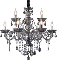 Uboxin Luxury Crystal Chandelier Smoke Gray Double Layer K9 Crystal Chandelier