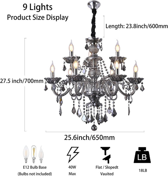 Uboxin Luxury Crystal Chandelier Smoke Gray Double Layer K9 Crystal Chandelier