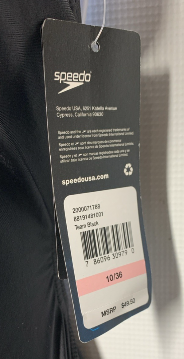 Speedo Women's Swimsuit Size 10/36 Team Black One Piece Prolt Super Pro Solid
