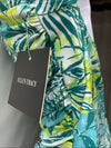 Ellen Tracy One Piece Swimsuit Size 10 Peacock Blue Yellow Over One Shoulder