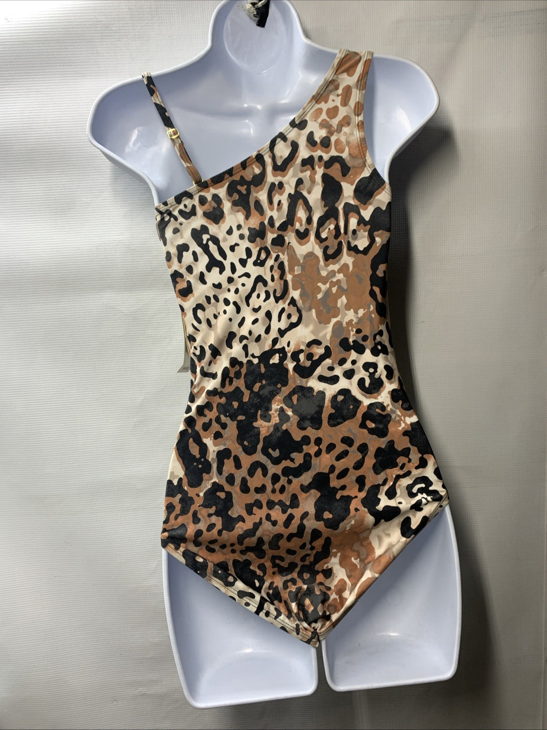Beyond Control Women Brown Multi Mesh Animal-Print One-Shoulder One-Piece Size 6
