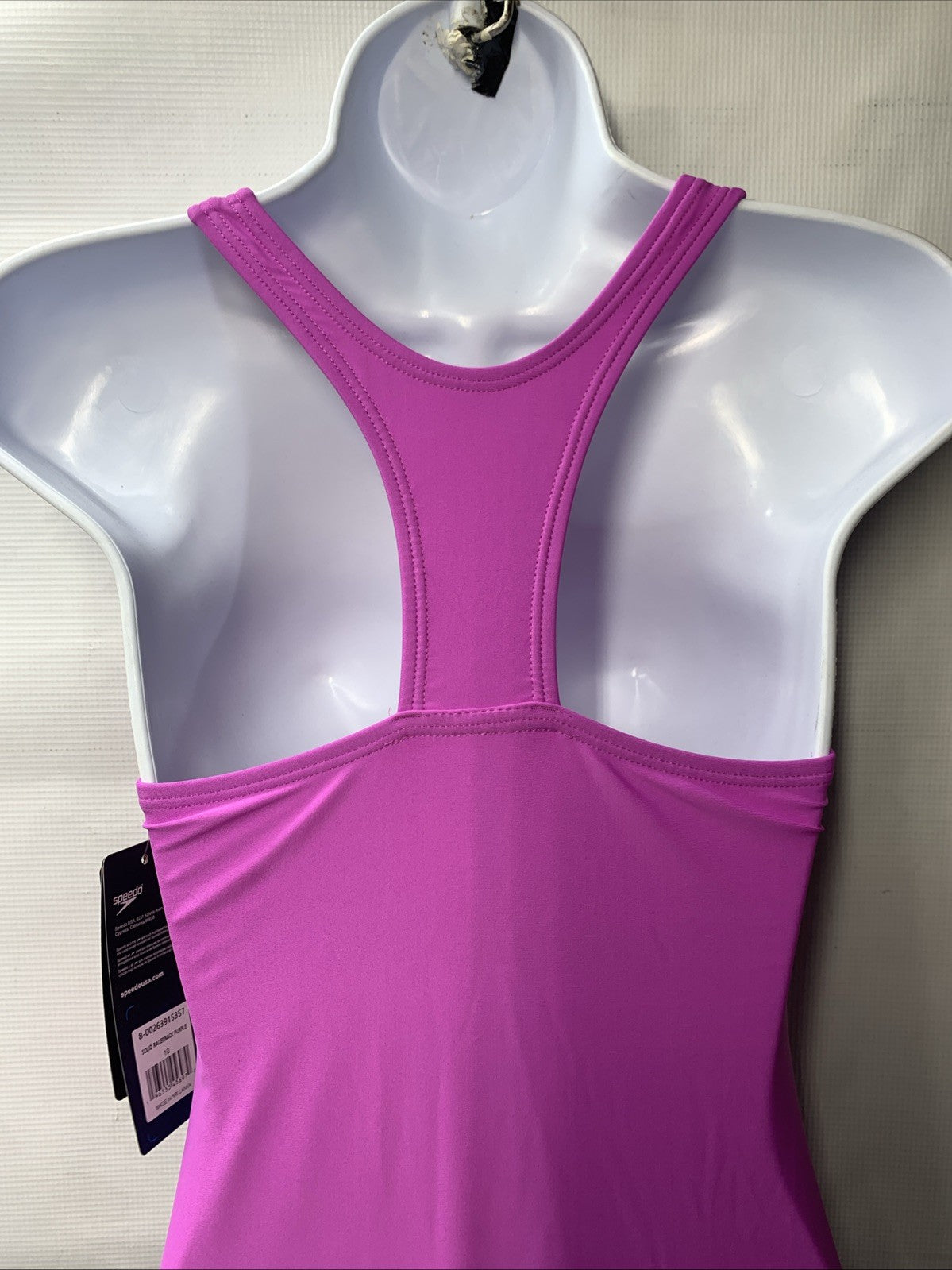 Speedo Solid Racerback One Piece Swimsuit Girls Size 10 Purple Swimwear Pull On