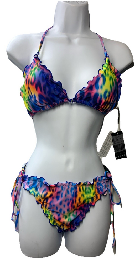 RELLECIGA Women's Leopard Wavy Triangle Bikini Set Brazilian Style Size Large