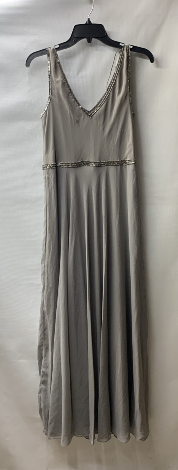 J Kara Women's 2 Piece Set Metallic Beaded Long Jacket Dress, Mercury, Size 16W