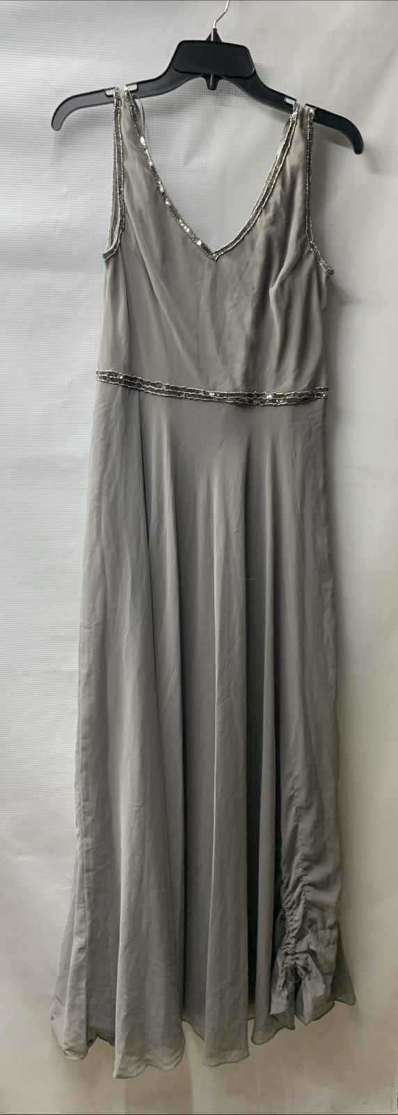 J Kara Women's 2 Piece Set Metallic Beaded Long Jacket Dress, Mercury, Size 16W