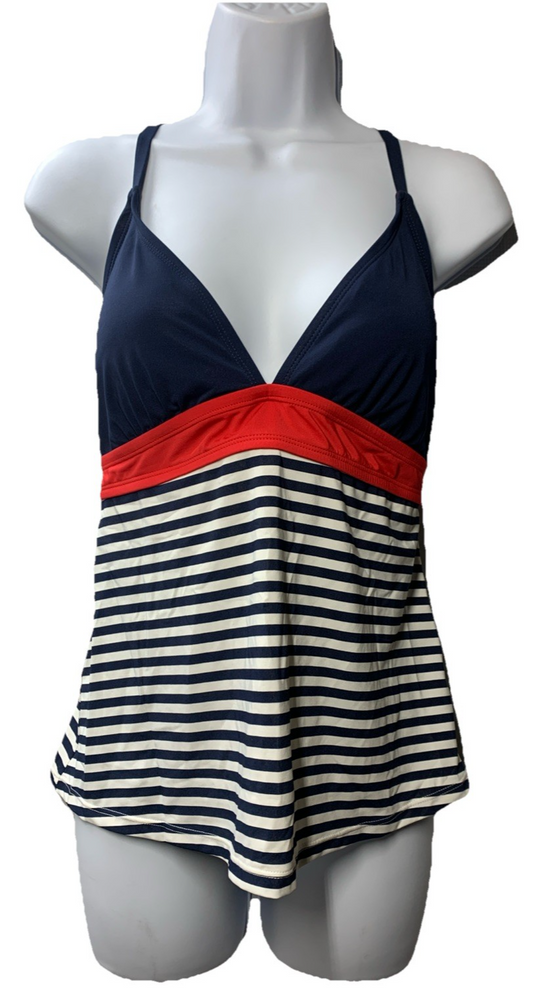 Carve Designs Stinson Womens Tankini Nylon Stretch Pullover Large Red White Blue