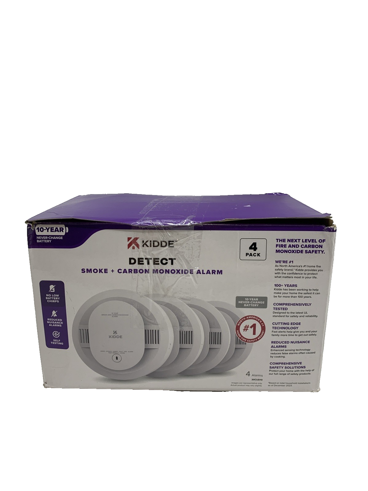 Kidde 30CUD10 Smoke & Carbon Monoxide Detector, 10-Year Battery Powered - 4 Pack