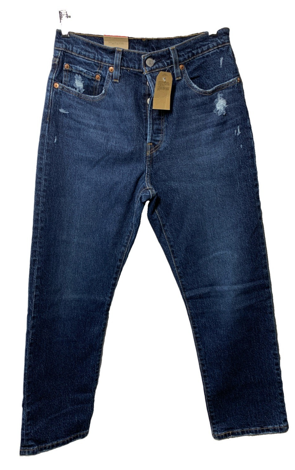 Levi's 501 Jeans Women's Cropped Straight Leg High Rise Distressed Size 28x26