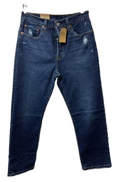 Levi's 501 Jeans Women's Cropped Straight Leg High Rise Distressed Size 28x26