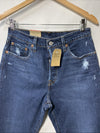Levi's 501 Jeans Women's Cropped Straight Leg High Rise Distressed Size 28x26