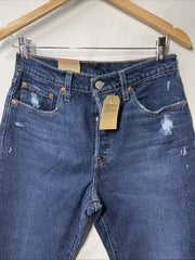 Levi's 501 Jeans Women's Cropped Straight Leg High Rise Distressed Size 28x26