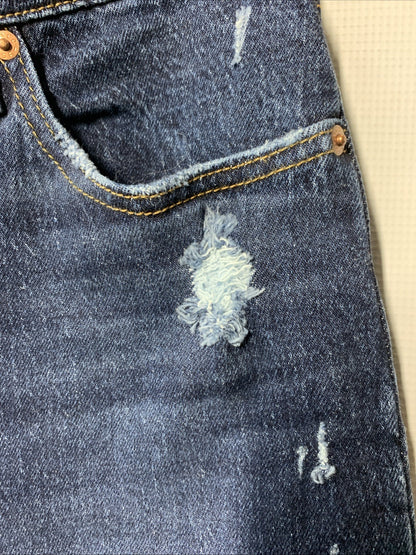 Levi's 501 Jeans Women's Cropped Straight Leg High Rise Distressed Size 28x26