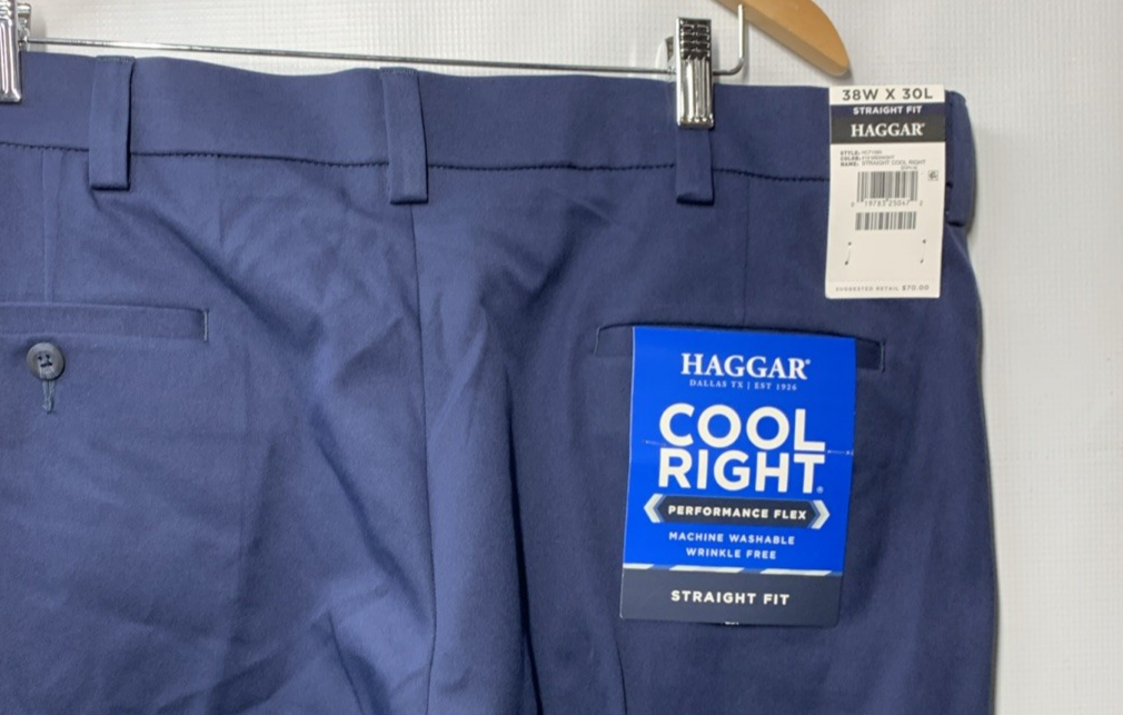 Haggar Cool Right Performance Flex Classic Straight Fit Long Pants Size 38x30