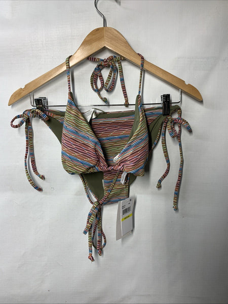 Becca Women's Free Spirit Triangle Top and Tie Side Bottom Bikini Set Medium