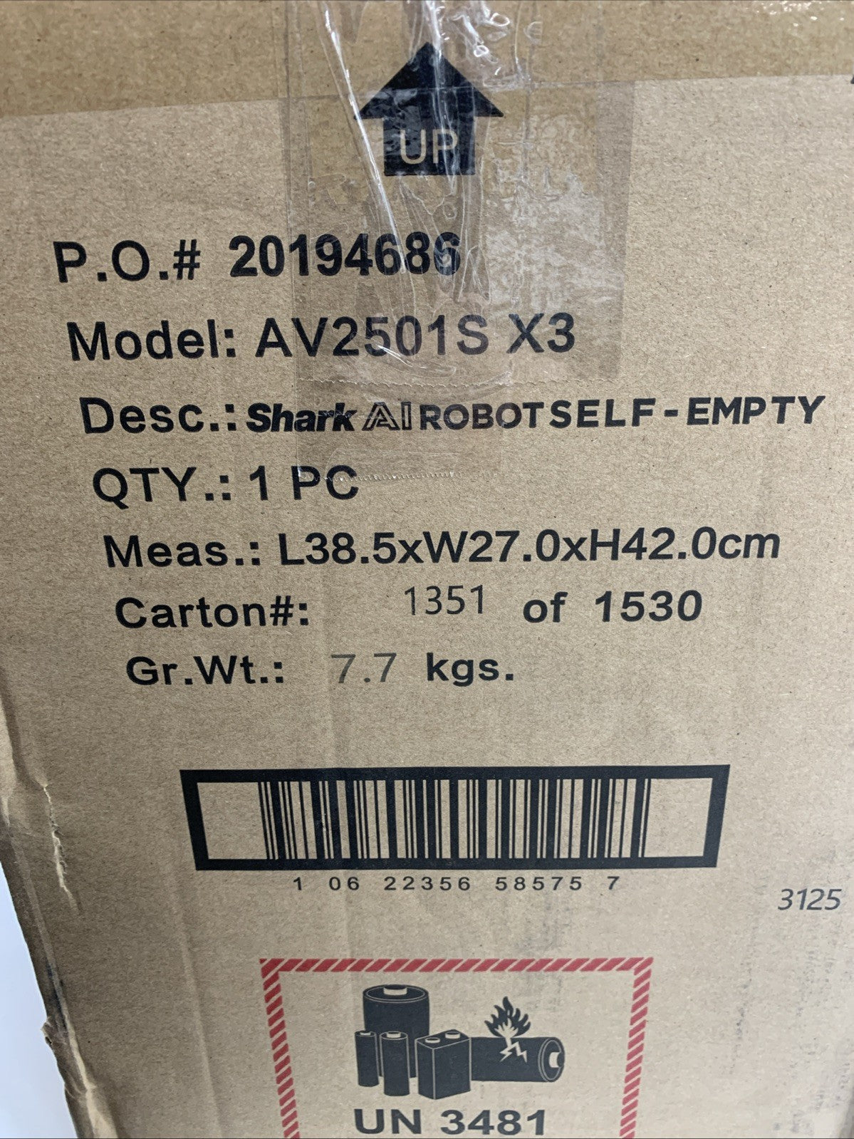 Shark AV2501S AI Ultra Robot Vacuum, with Matrix Clean, Home Mapping, 30-Day Cap