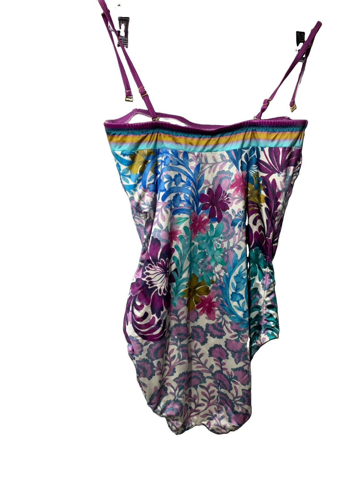 Gottex Women's Gottex Floral Vibrant Multi Color Bandeau One-piece Swimsuit 12