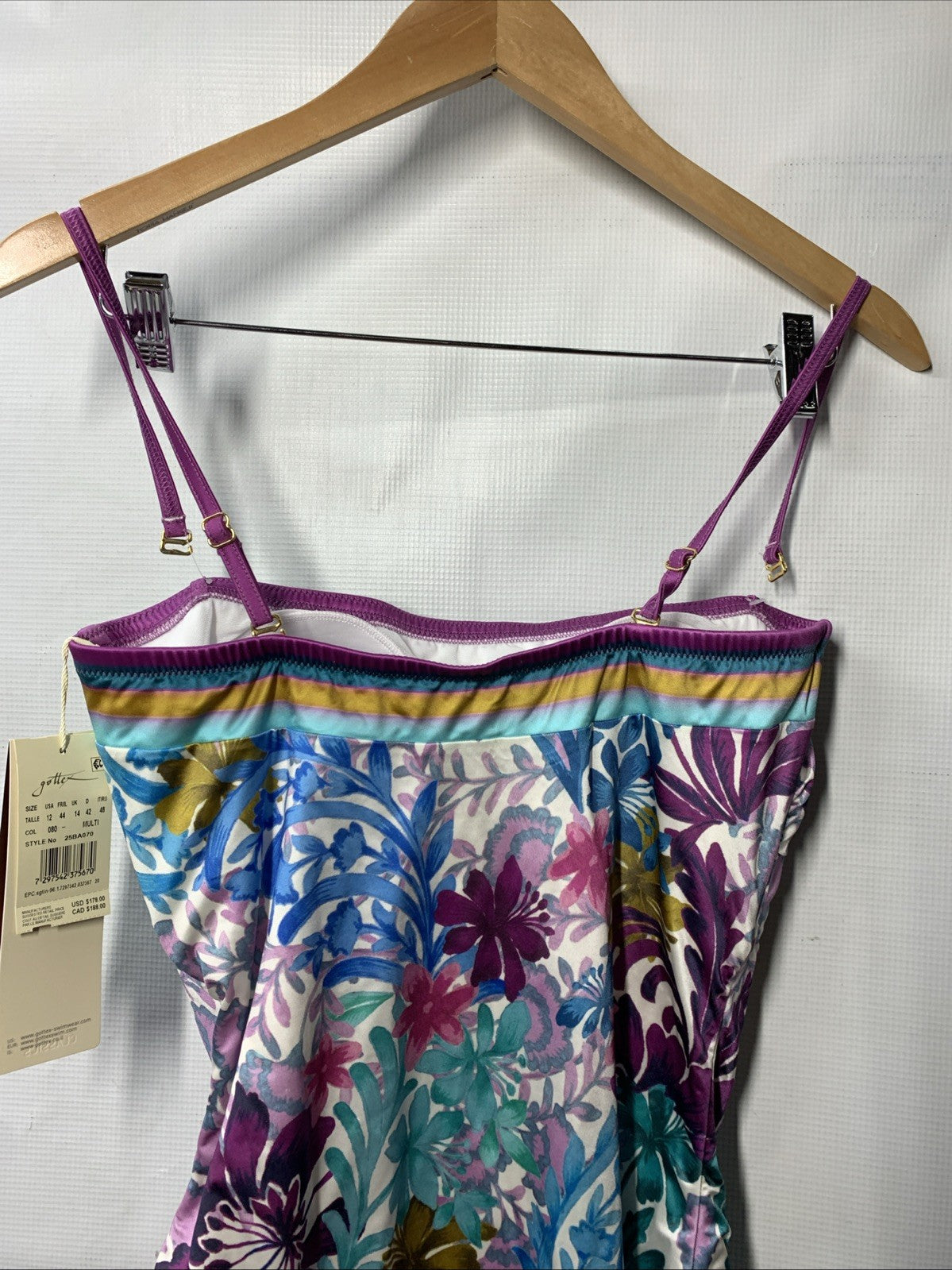 Gottex Women's Gottex Floral Vibrant Multi Color Bandeau One-piece Swimsuit 12