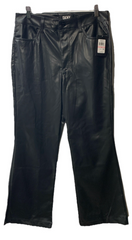 DKNY Black Women’s Soft Faux Leather Mini Boot Flare Long Pants Size 10 Black